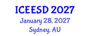 International Conference on Ecosystems, Environment and Sustainable Development (ICEESD) January 28, 2027 - Sydney, Australia International Conference on Ecosystems, Environment and Sustainable Development (ICEESD) January 28, 2027 - Sydney, Australia