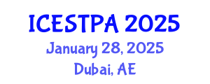 International Conference on Ecotourism, Sustainable Tourism and Protected Areas (ICESTPA) January 28, 2025 - Dubai, United Arab Emirates