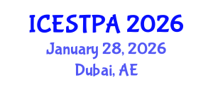 International Conference on Ecotourism, Sustainable Tourism and Protected Areas (ICESTPA) January 28, 2026 - Dubai, United Arab Emirates