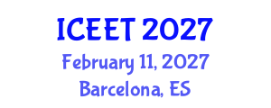 International Conference on Education and Educational Technology (ICEET) February 11, 2027 - Barcelona, Spain International Conference on Education and Educational Technology (ICEET) February 11, 2027 - Barcelona, Spain