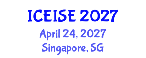 International Conference on Education and Instructional Systems Engineering (ICEISE) April 24, 2027 - Singapore, Singapore International Conference on Education and Instructional Systems Engineering (ICEISE) April 24, 2027 - Singapore, Singapore