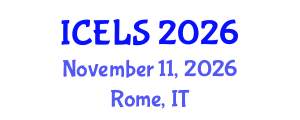 International Conference on Education and Learning Sciences (ICELS) November 11, 2026 - Rome, Italy International Conference on Education and Learning Sciences (ICELS) November 11, 2026 - Rome, Italy
