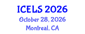 International Conference on Education and Learning Sciences (ICELS) October 28, 2026 - Montreal, Canada International Conference on Education and Learning Sciences (ICELS) October 28, 2026 - Montreal, Canada