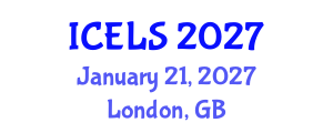 International Conference on Education and Learning Sciences (ICELS) January 21, 2027 - London, United Kingdom International Conference on Education and Learning Sciences (ICELS) January 21, 2027 - London, United Kingdom