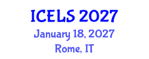 International Conference on Education and Learning Sciences (ICELS) January 18, 2027 - Rome, Italy International Conference on Education and Learning Sciences (ICELS) January 18, 2027 - Rome, Italy