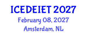 International Conference on Education, Distance Education, Instructional and Educational Technology (ICEDEIET) February 08, 2027 - Amsterdam, Netherlands