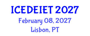 International Conference on Education, Distance Education, Instructional and Educational Technology (ICEDEIET) February 08, 2027 - Lisbon, Portugal