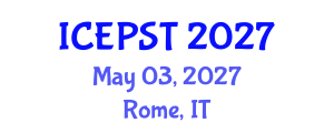 International Conference on Education, Psychology, Society and Tourism (ICEPST) May 03, 2027 - Rome, Italy International Conference on Education, Psychology, Society and Tourism (ICEPST) May 03, 2027 - Rome, Italy