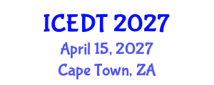 International Conference on Educational Design and Technology (ICEDT) April 15, 2027 - Cape Town, South Africa International Conference on Educational Design and Technology (ICEDT) April 15, 2027 - Cape Town, South Africa