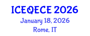 International Conference on Educational Quality and Early Childhood Education (ICEQECE) January 18, 2026 - Rome, Italy