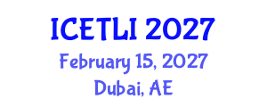 International Conference on Educational Technology and Learning Innovation (ICETLI) February 15, 2027 - Dubai, United Arab Emirates International Conference on Educational Technology and Learning Innovation (ICETLI) February 15, 2027 - Dubai, United Arab Emirates