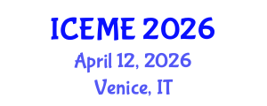 International Conference on Electrical and Mechanical Engineering (ICEME) April 12, 2026 - Venice, Italy