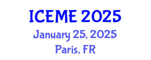 International Conference on Electrical and Mechatronics Engineering (ICEME) January 25, 2025 - Paris, France