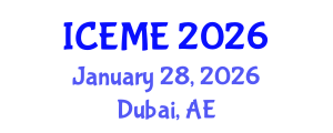 International Conference on Electrical and Mechatronics Engineering (ICEME) January 28, 2026 - Dubai, United Arab Emirates