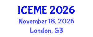 International Conference on Electrical and Mechatronics Engineering (ICEME) November 18, 2026 - London, United Kingdom