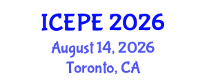 International Conference on Electrical and Power Engineering (ICEPE) August 14, 2026 - Toronto, Canada International Conference on Electrical and Power Engineering (ICEPE) August 14, 2026 - Toronto, Canada