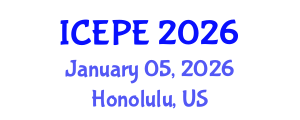 International Conference on Electrical and Power Engineering (ICEPE) January 05, 2026 - Honolulu, United States International Conference on Electrical and Power Engineering (ICEPE) January 05, 2026 - Honolulu, United States