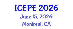 International Conference on Electrical and Power Engineering (ICEPE) June 15, 2026 - Montreal, Canada International Conference on Electrical and Power Engineering (ICEPE) June 15, 2026 - Montreal, Canada