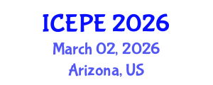 International Conference on Electrical and Power Engineering (ICEPE) March 02, 2026 - Arizona, United States International Conference on Electrical and Power Engineering (ICEPE) March 02, 2026 - Arizona, United States