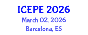 International Conference on Electrical and Power Engineering (ICEPE) March 02, 2026 - Barcelona, Spain International Conference on Electrical and Power Engineering (ICEPE) March 02, 2026 - Barcelona, Spain