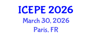 International Conference on Electrical and Power Engineering (ICEPE) March 30, 2026 - Paris, France International Conference on Electrical and Power Engineering (ICEPE) March 30, 2026 - Paris, France