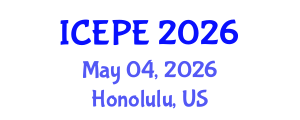 International Conference on Electrical and Power Engineering (ICEPE) May 04, 2026 - Honolulu, United States International Conference on Electrical and Power Engineering (ICEPE) May 04, 2026 - Honolulu, United States