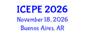 International Conference on Electrical and Power Engineering (ICEPE) November 18, 2026 - Buenos Aires, Argentina International Conference on Electrical and Power Engineering (ICEPE) November 18, 2026 - Buenos Aires, Argentina