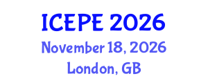 International Conference on Electrical and Power Engineering (ICEPE) November 18, 2026 - London, United Kingdom International Conference on Electrical and Power Engineering (ICEPE) November 18, 2026 - London, United Kingdom