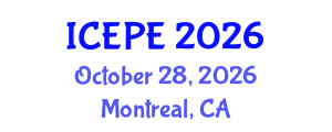 International Conference on Electrical and Power Engineering (ICEPE) October 28, 2026 - Montreal, Canada International Conference on Electrical and Power Engineering (ICEPE) October 28, 2026 - Montreal, Canada