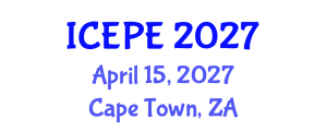 International Conference on Electrical and Power Engineering (ICEPE) April 15, 2027 - Cape Town, South Africa International Conference on Electrical and Power Engineering (ICEPE) April 15, 2027 - Cape Town, South Africa