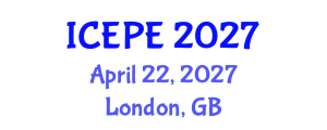 International Conference on Electrical and Power Engineering (ICEPE) April 22, 2027 - London, United Kingdom International Conference on Electrical and Power Engineering (ICEPE) April 22, 2027 - London, United Kingdom