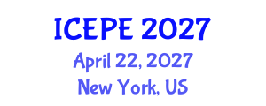 International Conference on Electrical and Power Engineering (ICEPE) April 22, 2027 - New York, United States International Conference on Electrical and Power Engineering (ICEPE) April 22, 2027 - New York, United States