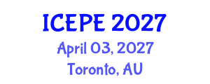 International Conference on Electrical and Power Engineering (ICEPE) April 03, 2027 - Toronto, Australia International Conference on Electrical and Power Engineering (ICEPE) April 03, 2027 - Toronto, Australia