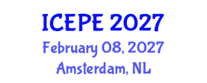 International Conference on Electrical and Power Engineering (ICEPE) February 08, 2027 - Amsterdam, Netherlands International Conference on Electrical and Power Engineering (ICEPE) February 08, 2027 - Amsterdam, Netherlands