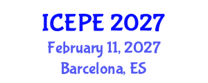 International Conference on Electrical and Power Engineering (ICEPE) February 11, 2027 - Barcelona, Spain International Conference on Electrical and Power Engineering (ICEPE) February 11, 2027 - Barcelona, Spain