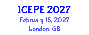 International Conference on Electrical and Power Engineering (ICEPE) February 15, 2027 - London, United Kingdom International Conference on Electrical and Power Engineering (ICEPE) February 15, 2027 - London, United Kingdom