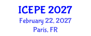 International Conference on Electrical and Power Engineering (ICEPE) February 22, 2027 - Paris, France International Conference on Electrical and Power Engineering (ICEPE) February 22, 2027 - Paris, France