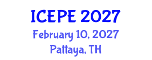 International Conference on Electrical and Power Engineering (ICEPE) February 10, 2027 - Pattaya, Thailand International Conference on Electrical and Power Engineering (ICEPE) February 10, 2027 - Pattaya, Thailand