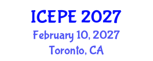 International Conference on Electrical and Power Engineering (ICEPE) February 10, 2027 - Toronto, Canada International Conference on Electrical and Power Engineering (ICEPE) February 10, 2027 - Toronto, Canada