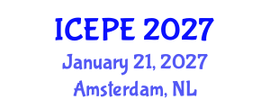 International Conference on Electrical and Power Engineering (ICEPE) January 21, 2027 - Amsterdam, Netherlands International Conference on Electrical and Power Engineering (ICEPE) January 21, 2027 - Amsterdam, Netherlands