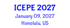 International Conference on Electrical and Power Engineering (ICEPE) January 09, 2027 - Honolulu, United States International Conference on Electrical and Power Engineering (ICEPE) January 09, 2027 - Honolulu, United States