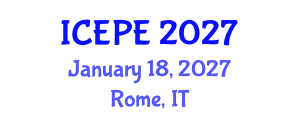 International Conference on Electrical and Power Engineering (ICEPE) January 18, 2027 - Rome, Italy International Conference on Electrical and Power Engineering (ICEPE) January 18, 2027 - Rome, Italy
