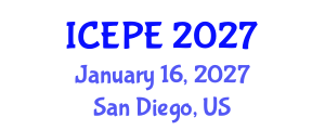 International Conference on Electrical and Power Engineering (ICEPE) January 16, 2027 - San Diego, United States International Conference on Electrical and Power Engineering (ICEPE) January 16, 2027 - San Diego, United States