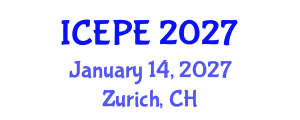 International Conference on Electrical and Power Engineering (ICEPE) January 14, 2027 - Zurich, Switzerland International Conference on Electrical and Power Engineering (ICEPE) January 14, 2027 - Zurich, Switzerland