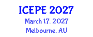 International Conference on Electrical and Power Engineering (ICEPE) March 17, 2027 - Melbourne, Australia International Conference on Electrical and Power Engineering (ICEPE) March 17, 2027 - Melbourne, Australia