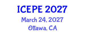 International Conference on Electrical and Power Engineering (ICEPE) March 24, 2027 - Ottawa, Canada International Conference on Electrical and Power Engineering (ICEPE) March 24, 2027 - Ottawa, Canada