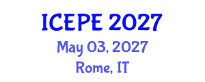 International Conference on Electrical and Power Engineering (ICEPE) May 03, 2027 - Rome, Italy International Conference on Electrical and Power Engineering (ICEPE) May 03, 2027 - Rome, Italy