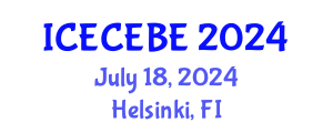 International Conference on Electrical, Computer, Electronics and Biomedical Engineering (ICECEBE) July 18, 2024 - Helsinki, Finland