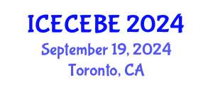 International Conference on Electrical, Computer, Electronics and Biomedical Engineering (ICECEBE) September 19, 2024 - Toronto, Canada