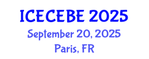International Conference on Electrical, Computer, Electronics and Biomedical Engineering (ICECEBE) September 20, 2025 - Paris, France